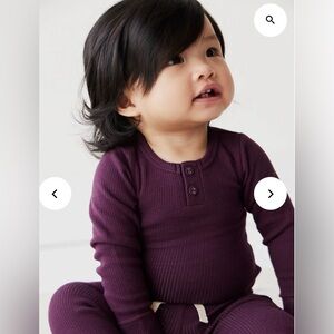 EUC Jamie Kay Sweet Plum Fine Rib Cotton Long Sleeve Onesie Bodysuit (1 year)